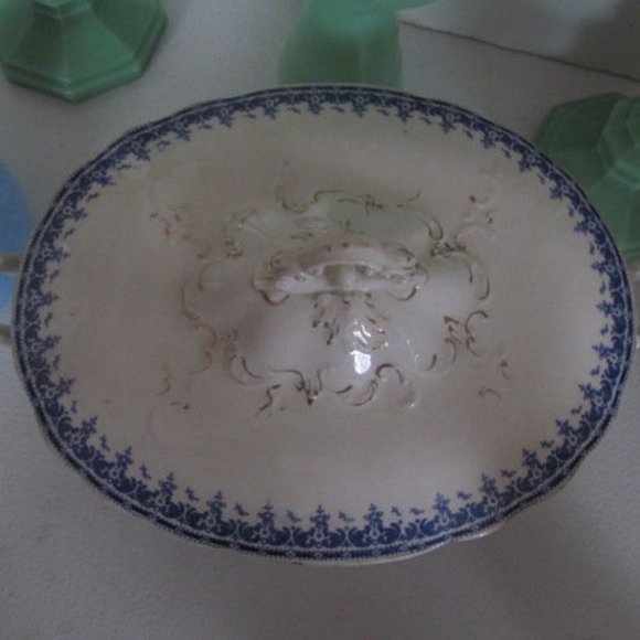 Blue Transfer Ware Tureen Empress Mercer China Lovely Blue Transfer Ware Tureen - Picture 3 of 5